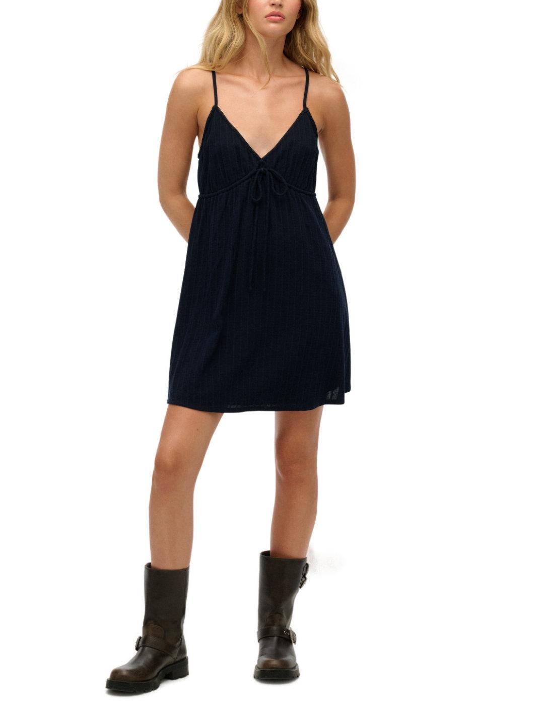 Vestido Superdry mini marino bordados tirantes para mujer