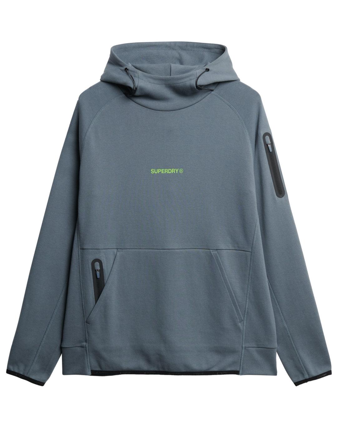 Sudadera Superdry Tech Logo azul con capucha para hombre