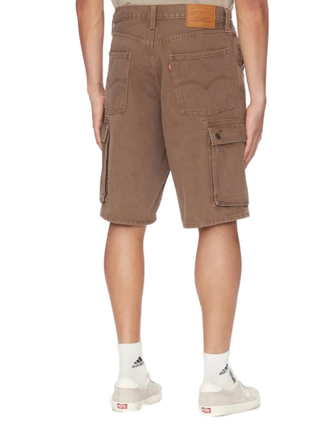 Bermuda Levi's baggy cargo marrón bolsillos para hombre