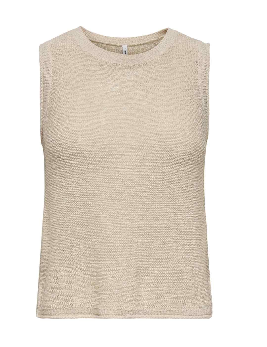 Camiseta Only Sunny sisa beige de crochet para mujer