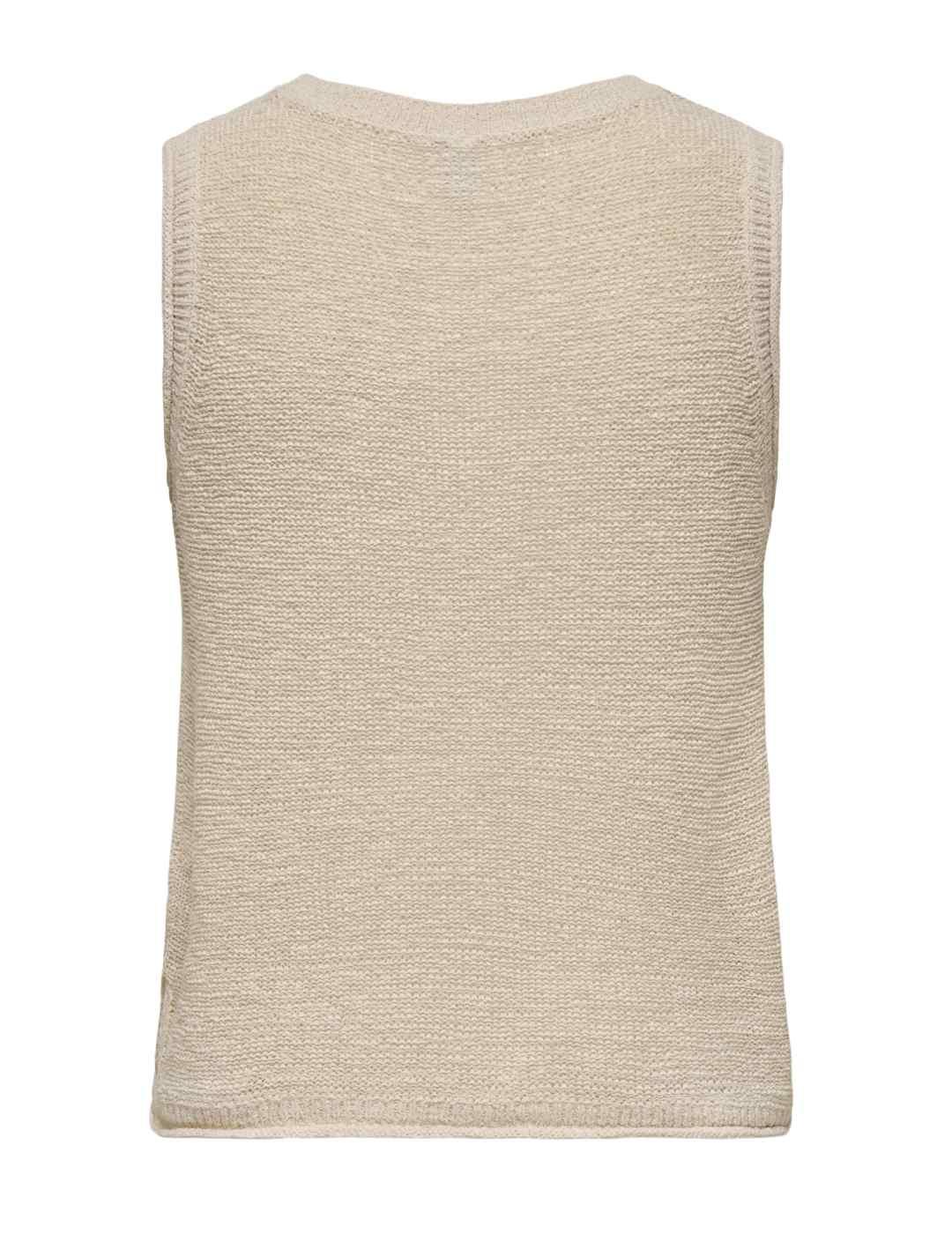 Camiseta Only Sunny sisa beige de crochet para mujer