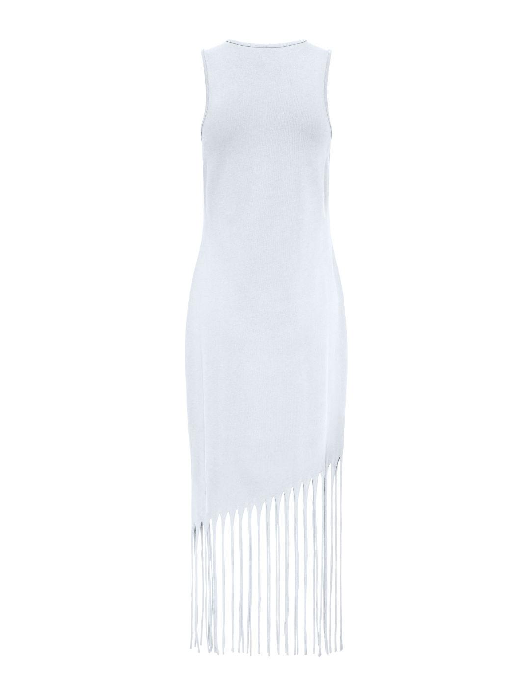 Vestido Only Zinna midi blanco con flecos para mujer