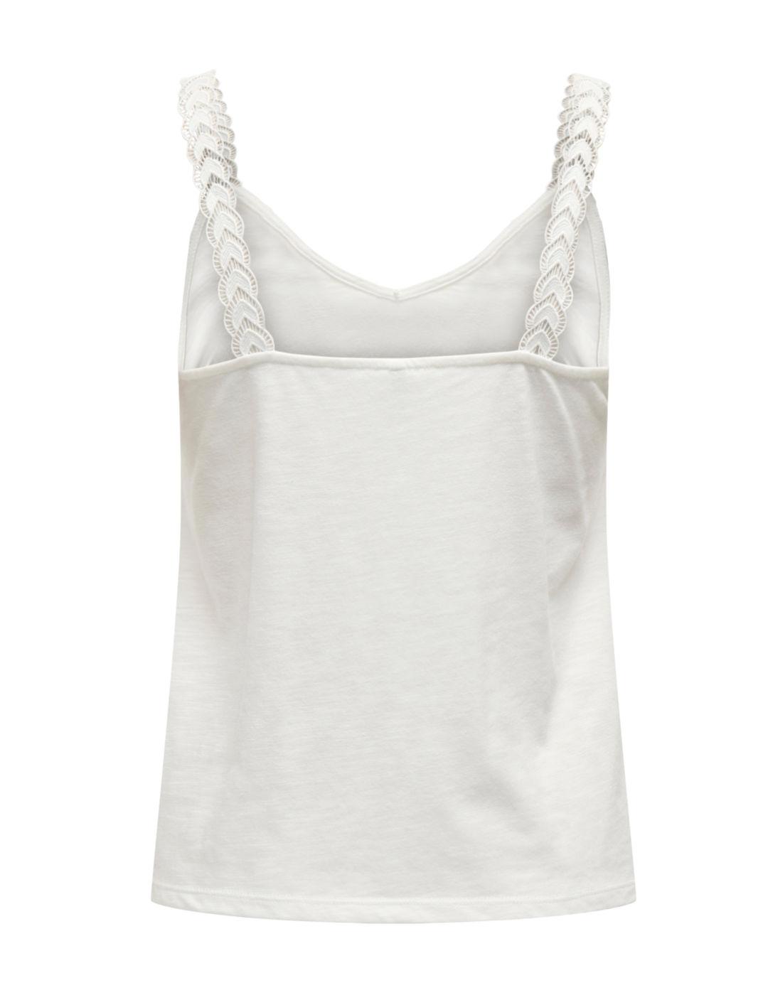 Top Only Tilde blanco de tirantes crochet para mujer