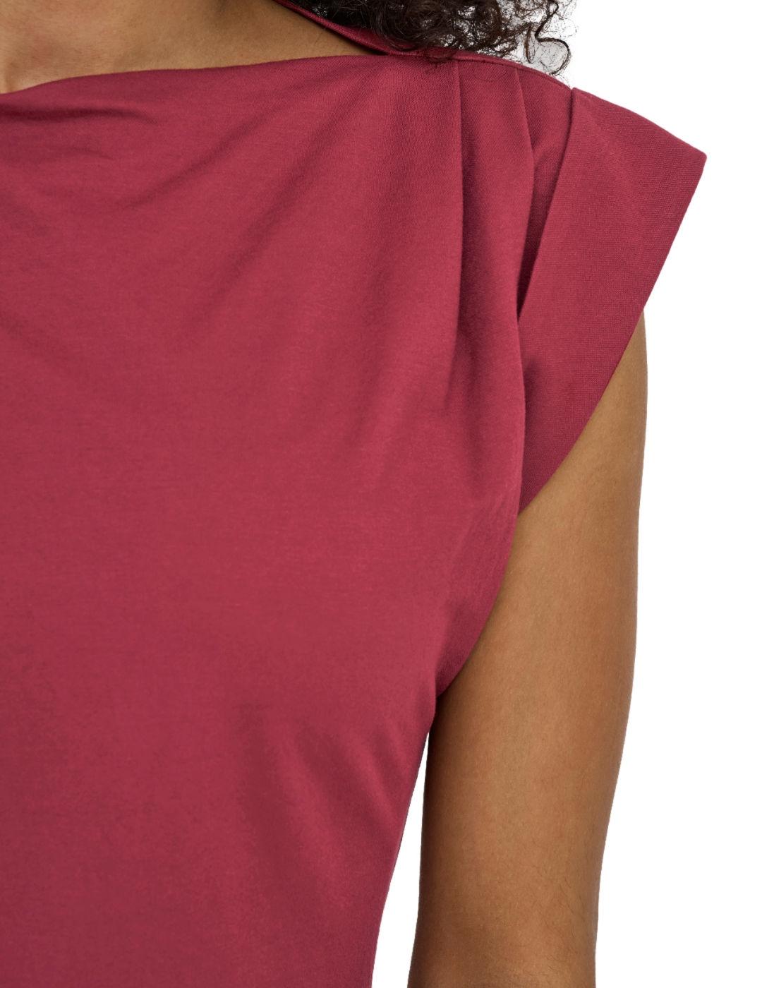 Vestido Only Jany granate hombros fruncidos para mujer