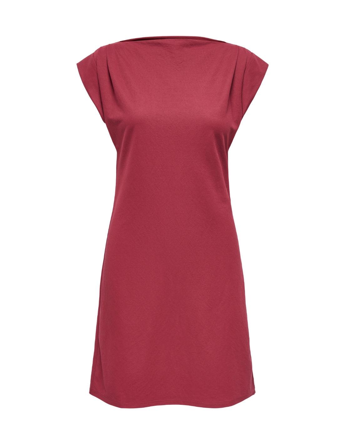 Vestido Only Jany granate hombros fruncidos para mujer