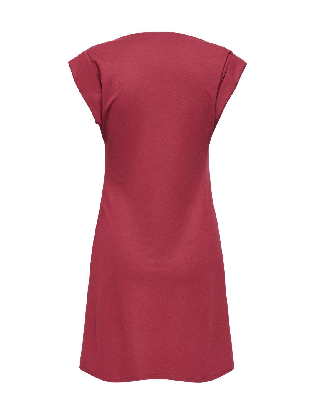 Vestido Only Jany granate hombros fruncidos para mujer