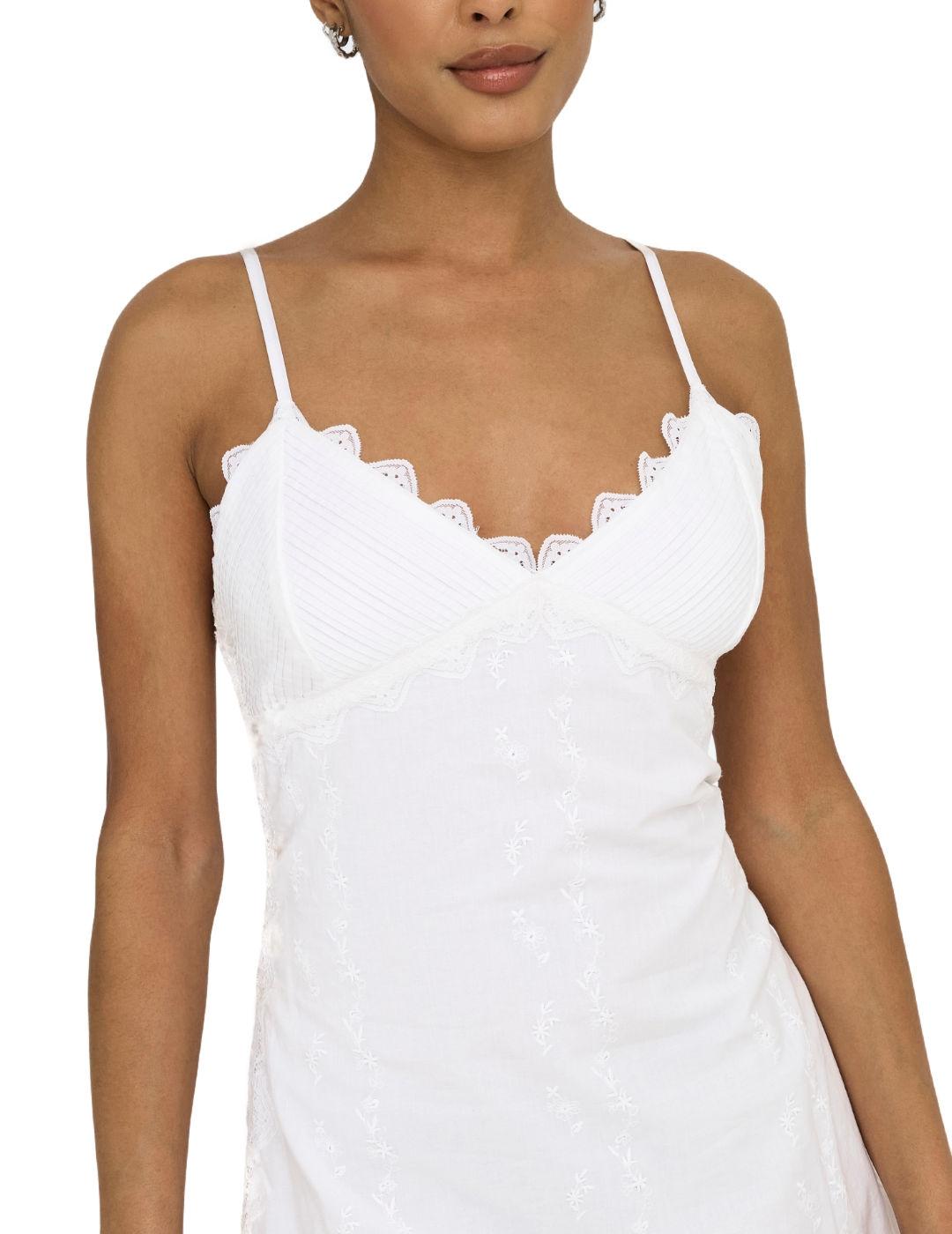 Vestido Only Locea mini tirantes blanco bordados de mujer