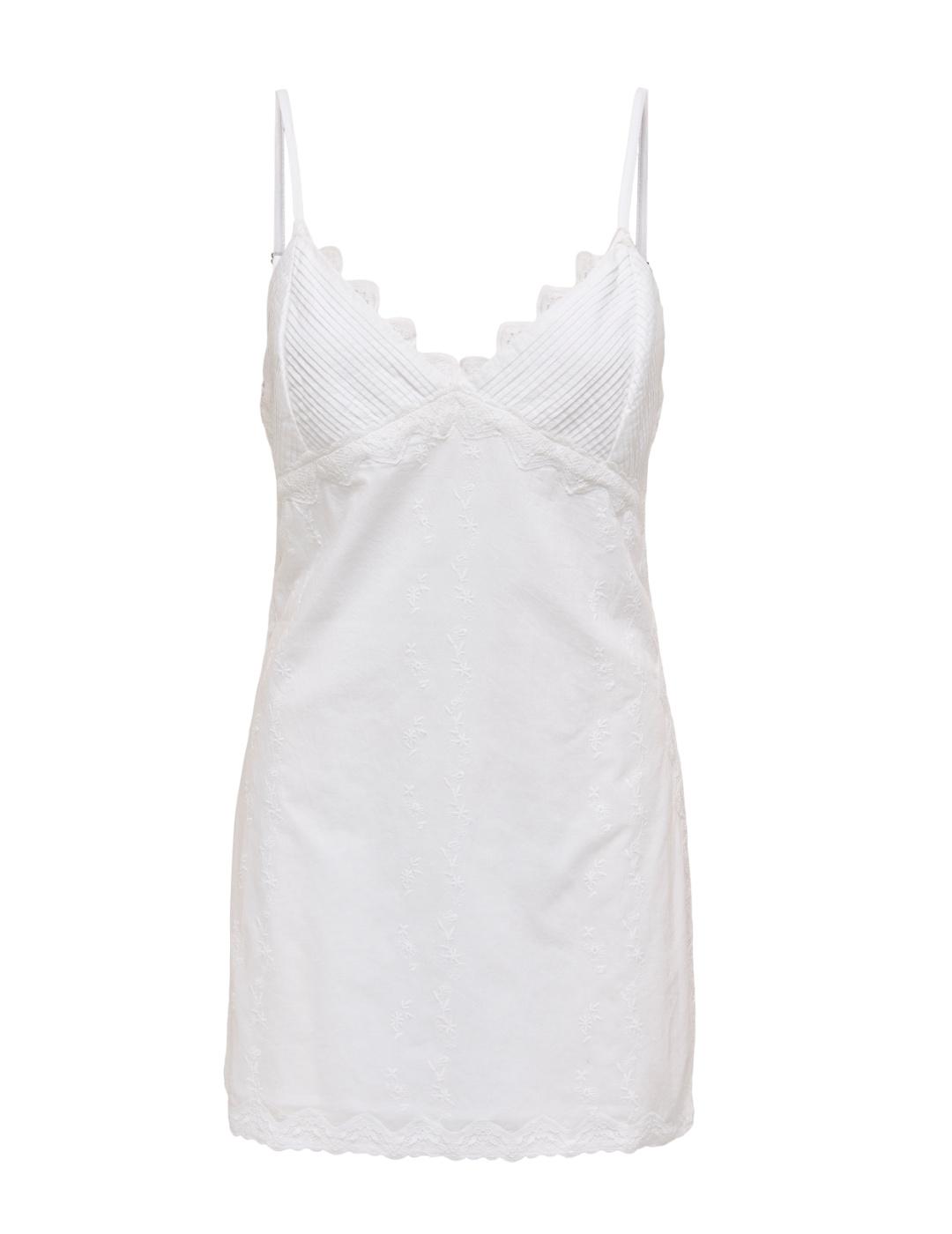 Vestido Only Locea mini tirantes blanco bordados de mujer