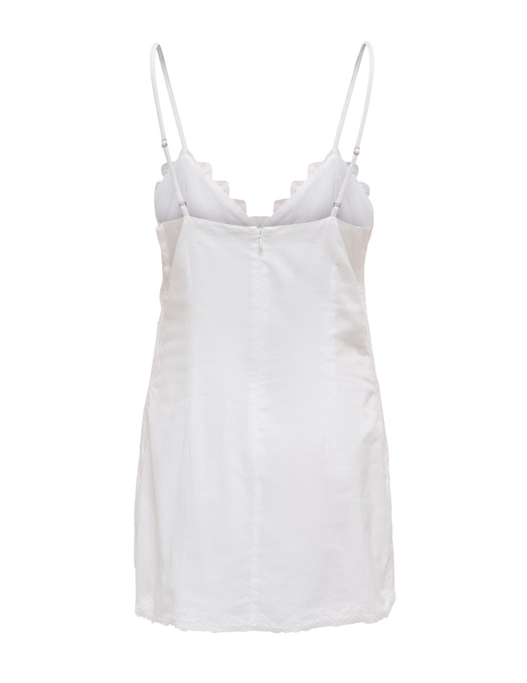 Vestido Only Locea mini tirantes blanco bordados de mujer