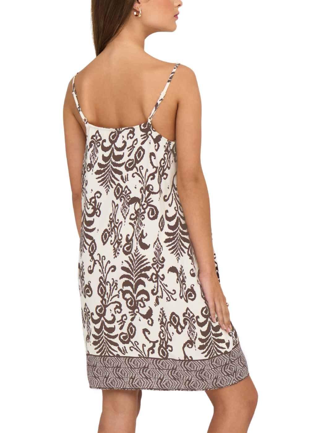 Vestido Only Richiza mini blanco y marrón floral para mujer
