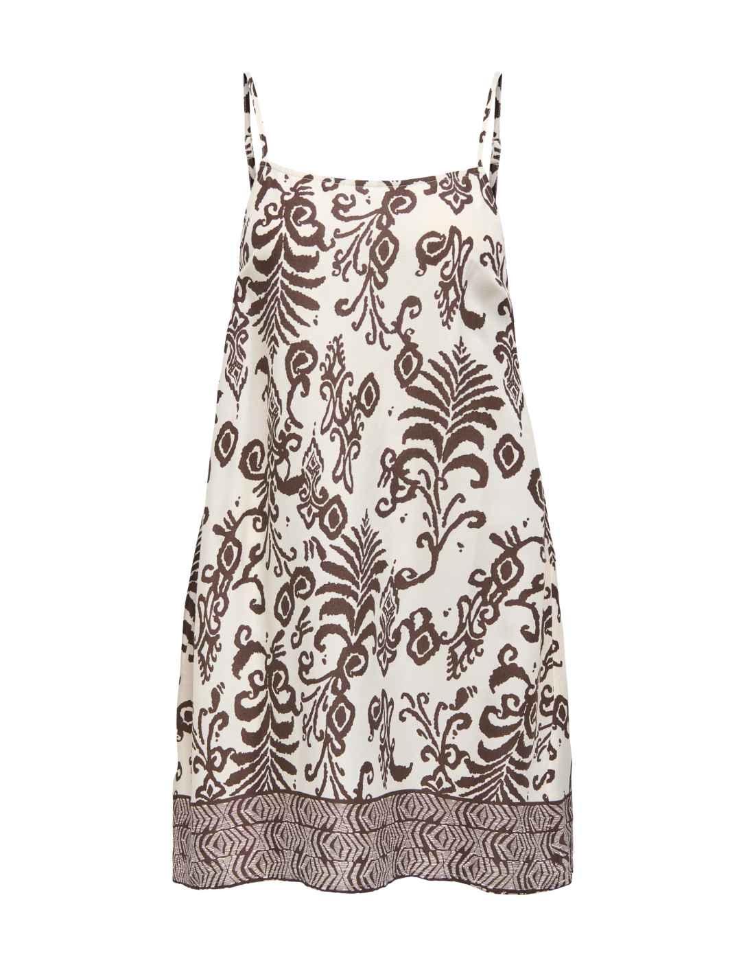 Vestido Only Richiza mini blanco y marrón floral para mujer