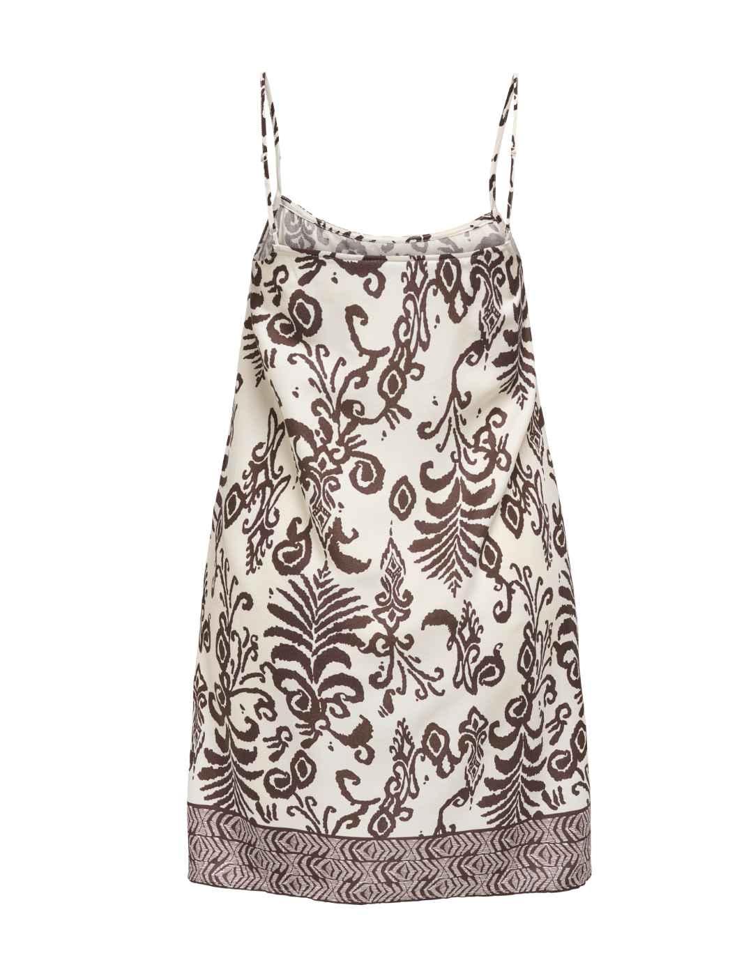 Vestido Only Richiza mini blanco y marrón floral para mujer