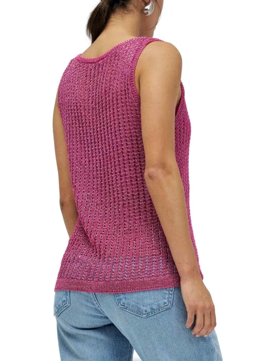 Top Salsa fuscia punto brillante lurex para mujer