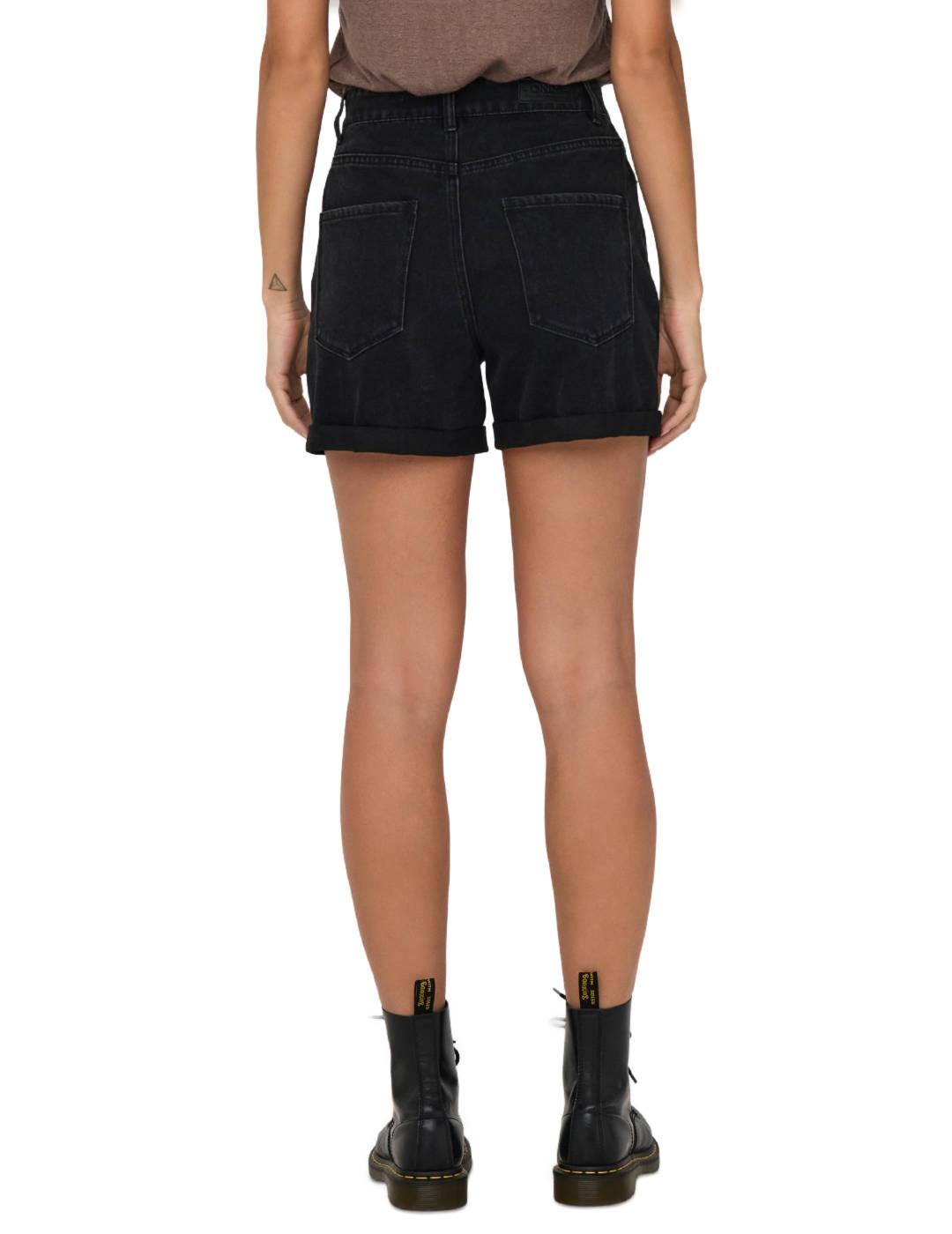 Short Only Vega negro dobladillo para mujer