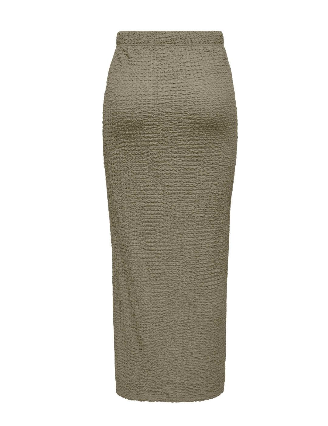 Falda Only Katie maxi verde militar tejido textura de mujer