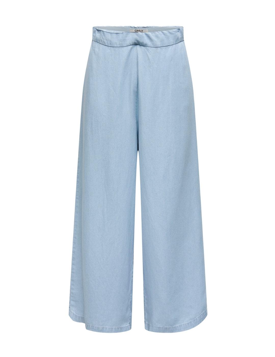 Pantalón Only Charis culotte azul claro fluído para mujer