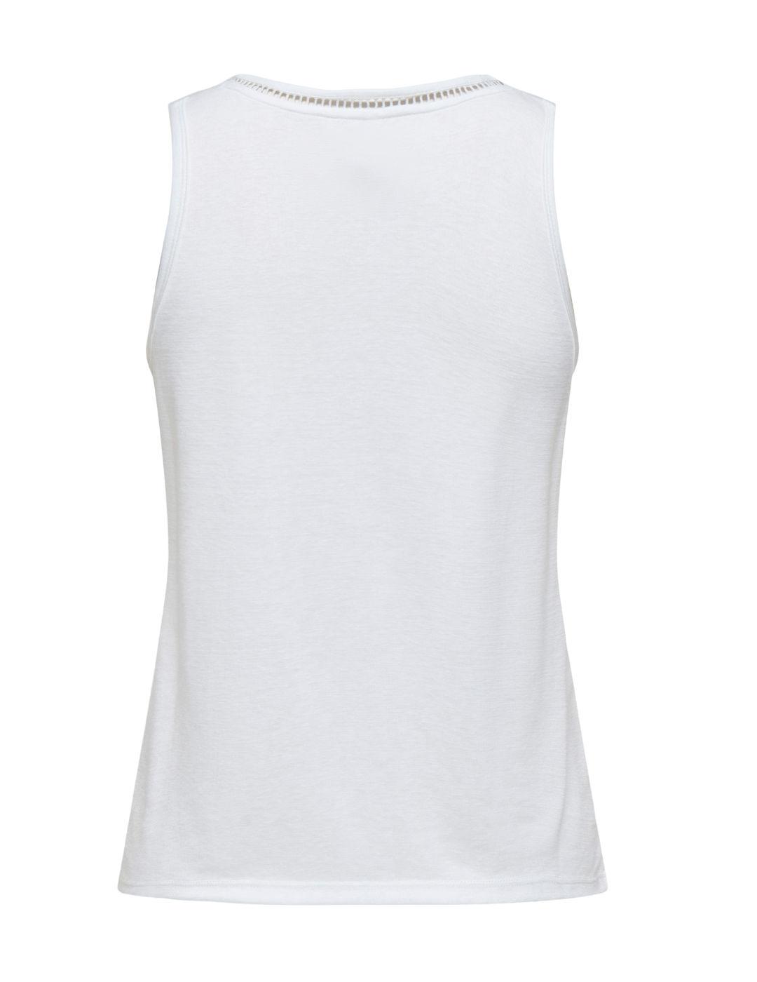 Camiseta Only Penny blanca  cuello pico manga sisa de mujer