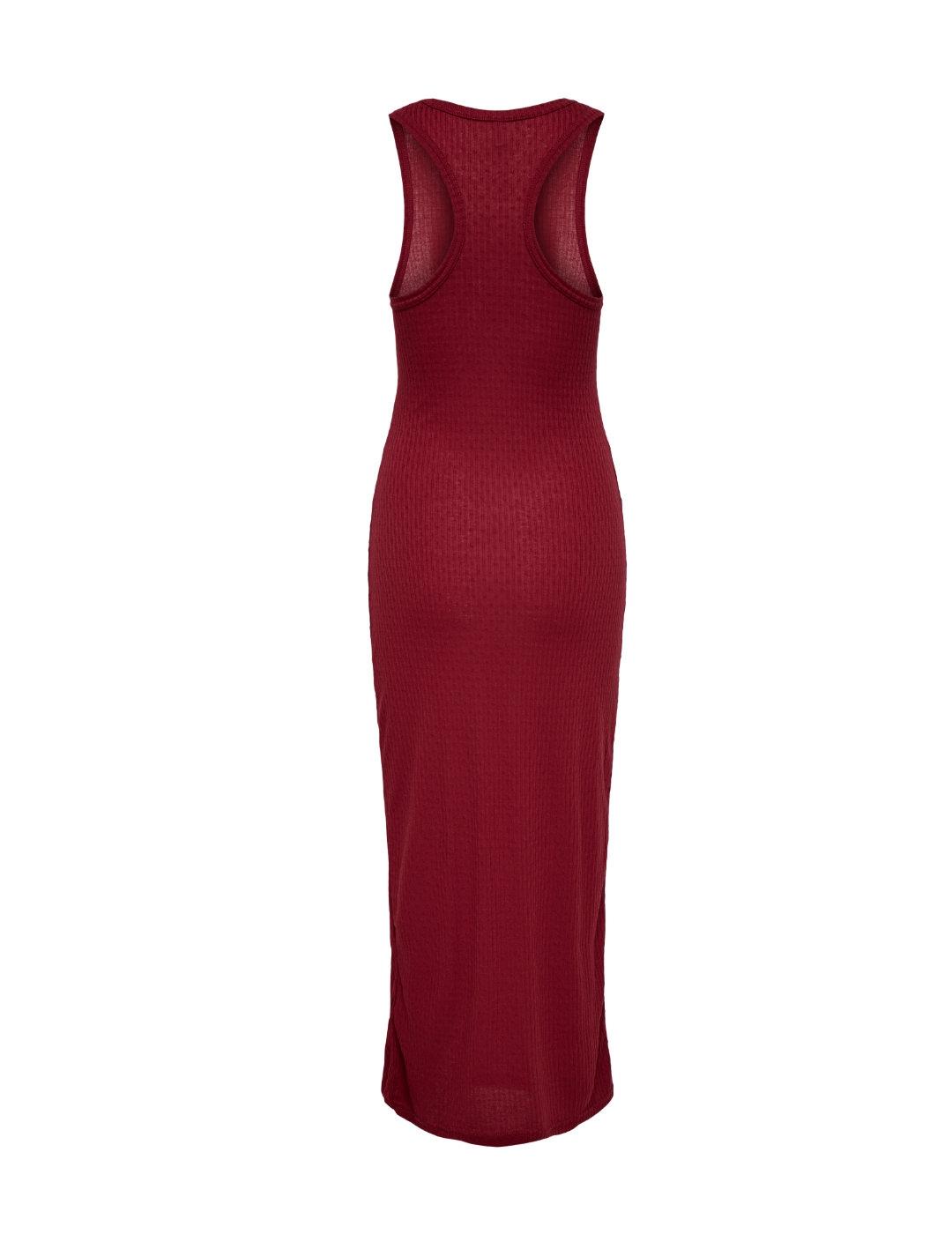 Vestido Only Ryder maxi granate textura sisa para mujer