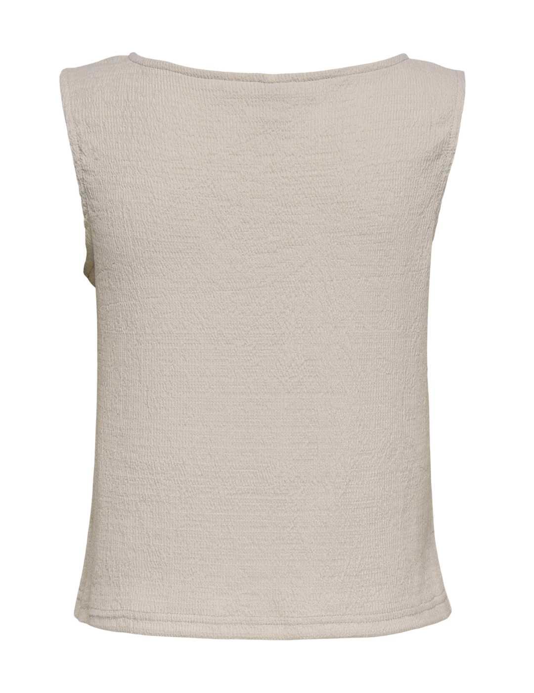Camiseta Only Katie sisa beige cuello barco para mujer