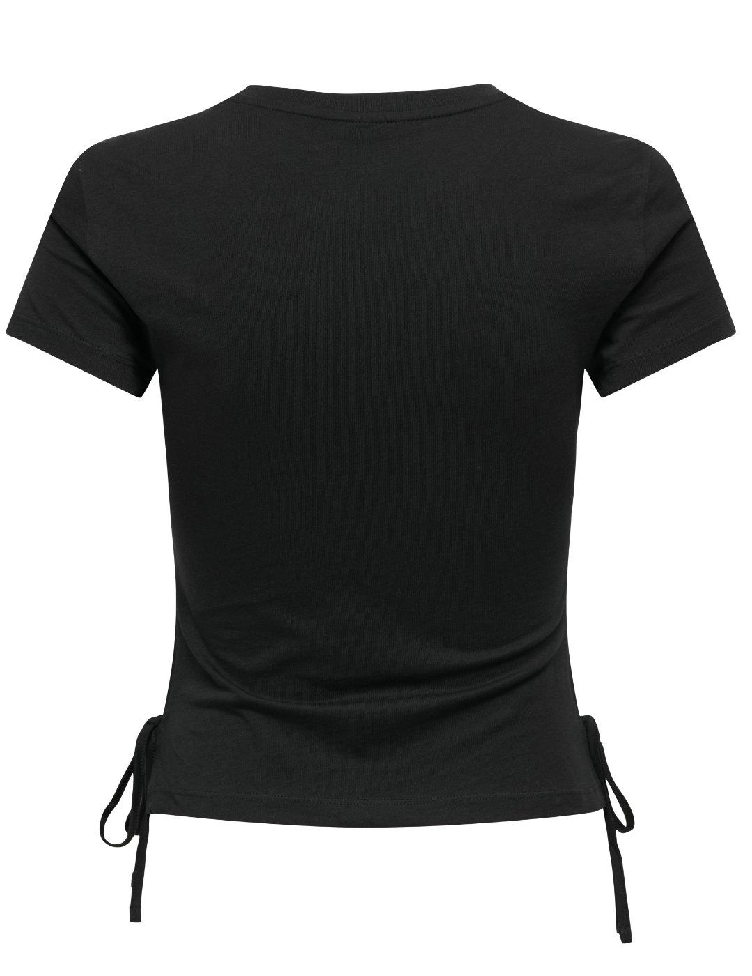 Camiseta Only Carla negra bella ciao cropped lazos de mujer