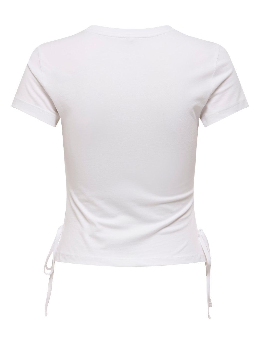 Camiseta Only Carla blanca bow cropped lazos de mujer