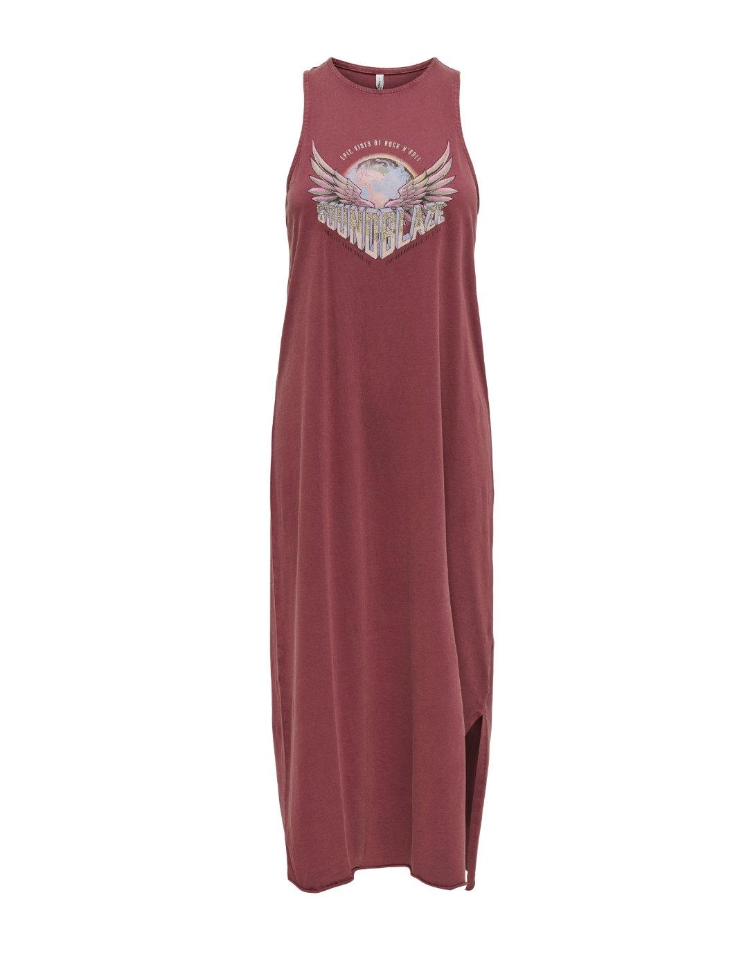 Vestido Only Lucy Cuba maxi granate sisa sound para mujer