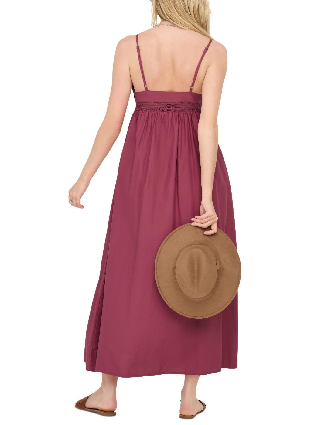 Vestido Only Briar maxi rojo pálido falda vuelo para mujer