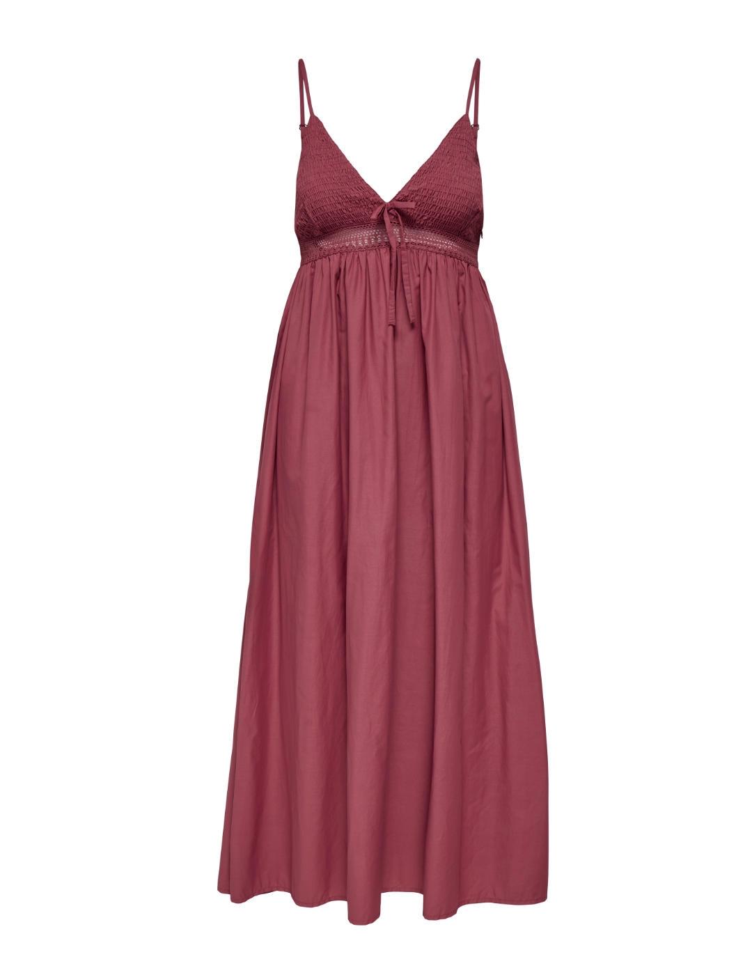 Vestido Only Briar maxi rojo pálido falda vuelo para mujer