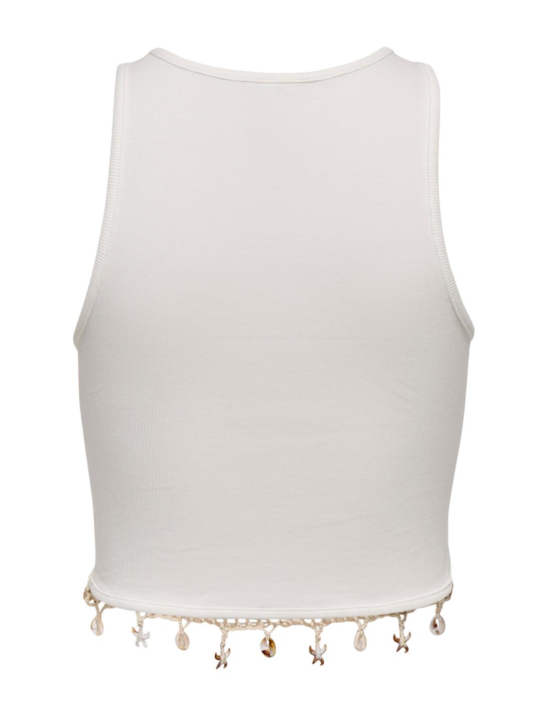 Top Only Shelly blanca sisa con detalles conchas para mujer