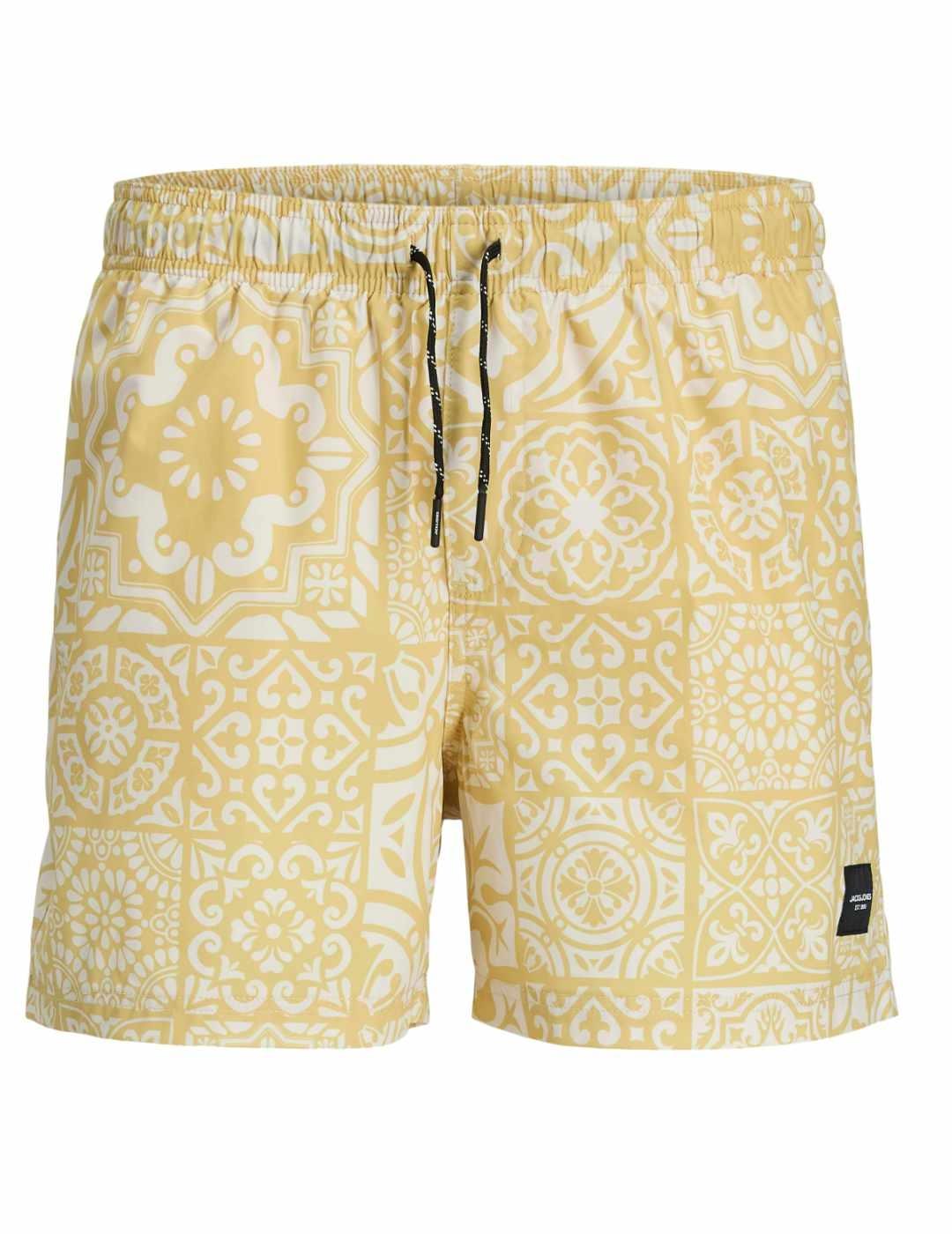 Bañador Jack&Jones Maui amarillo claro azulejo para hombre