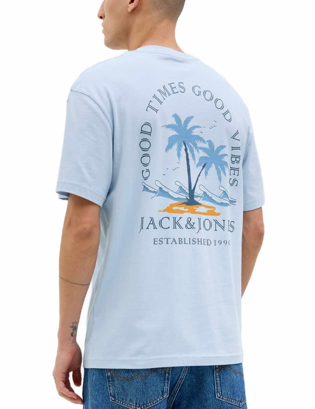 Camiseta Jack&Jones Summer azul claro manga corta de hombre