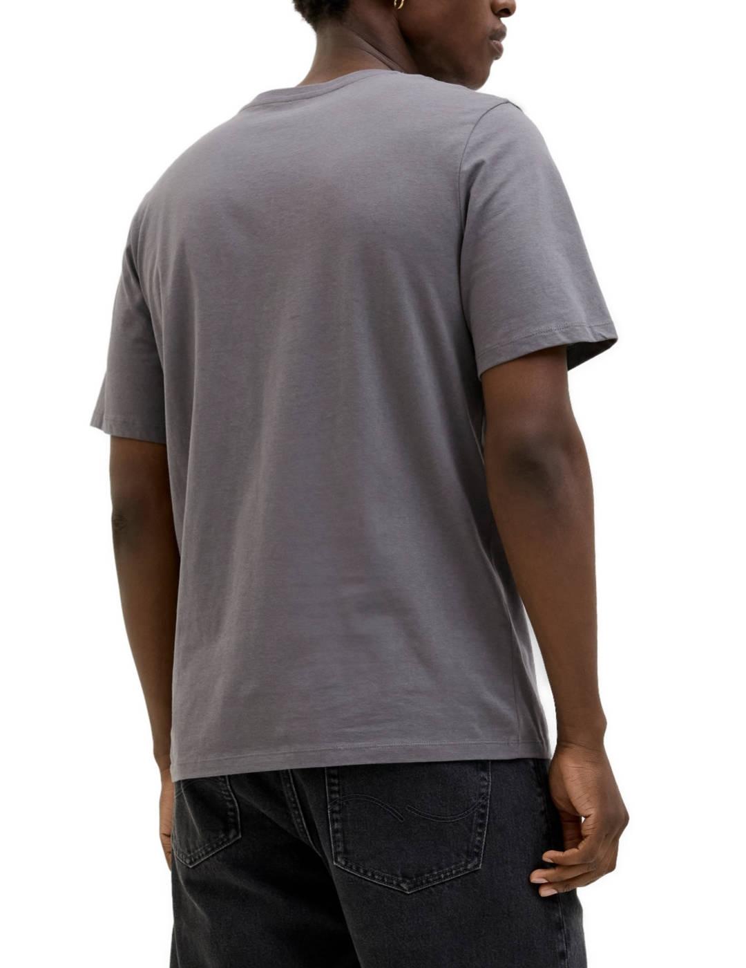 Camiseta Jack&Jones Jason gris oscuro manga corta de hombre