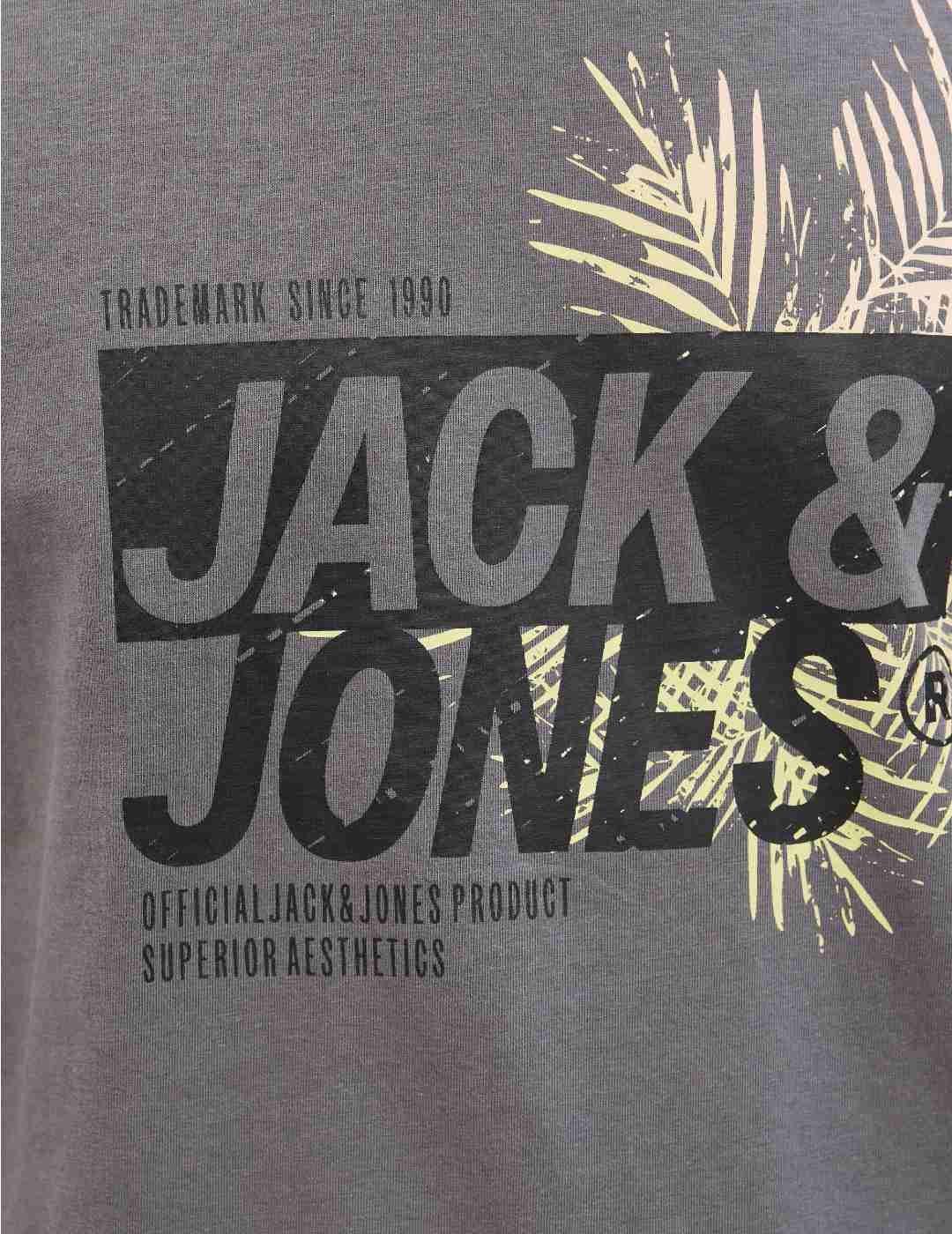 Camiseta Jack&Jones Jason gris oscuro manga corta de hombre