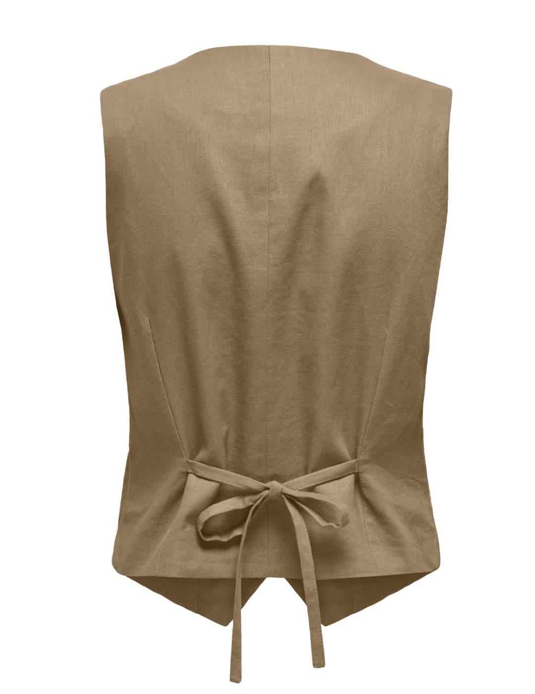 Chaleco Only Caro verde caqui botones cordón para mujer