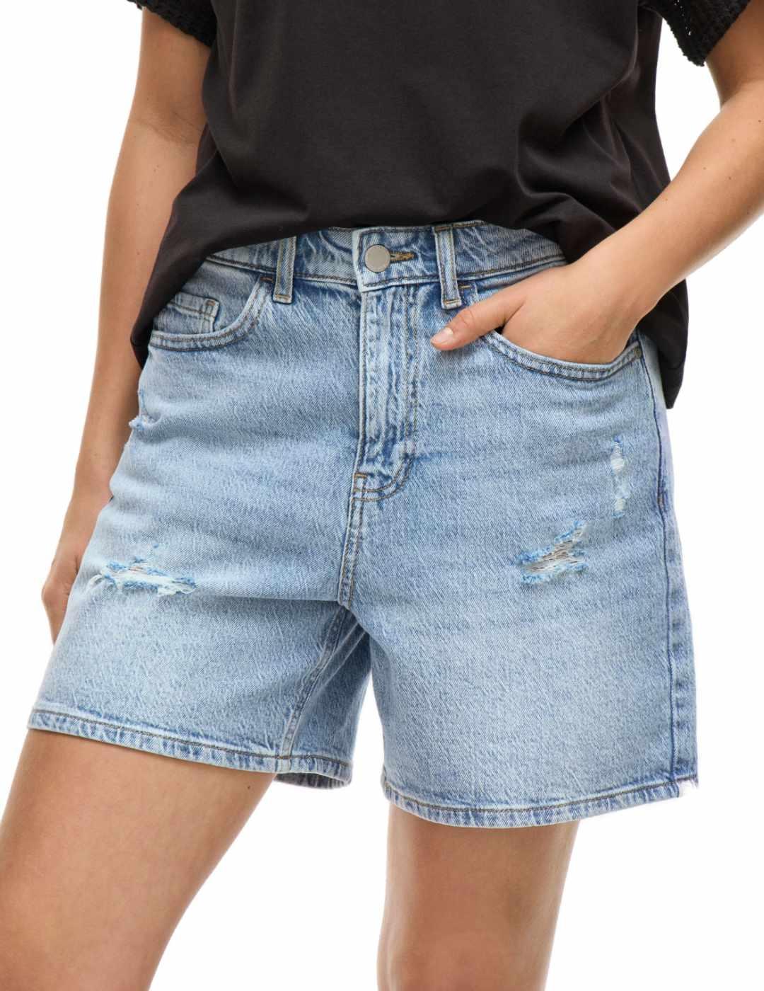 Short Vila Jaf azul medio rotos loose fit para mujer