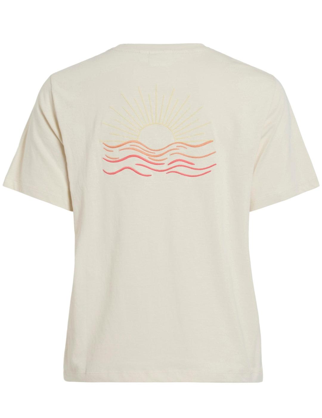 Camiseta Vila Sybil blanca manga corta bordados para mujer