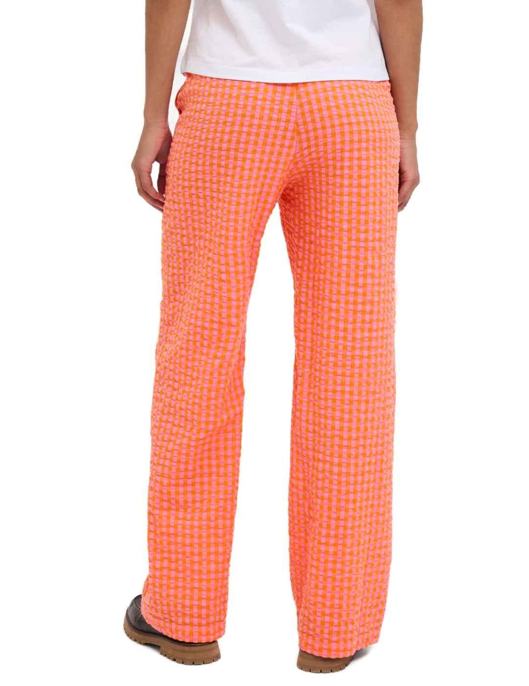 Pantalon JJXX Petra rectos anaranjados vichy para mujer