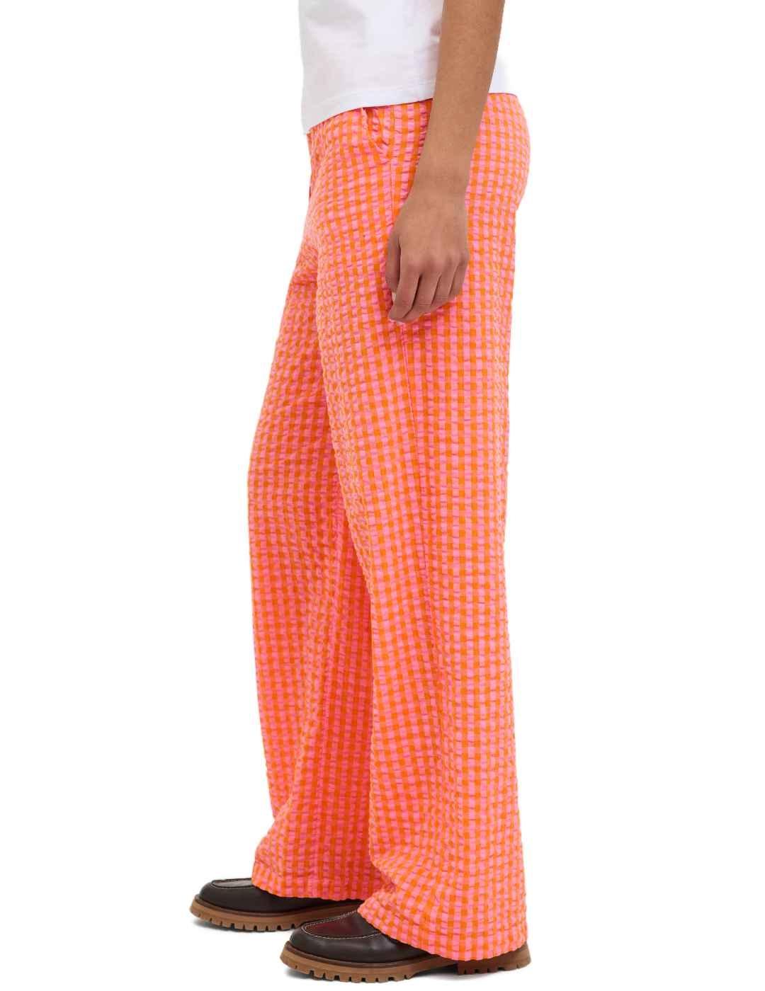 Pantalon JJXX Petra rectos anaranjados vichy para mujer