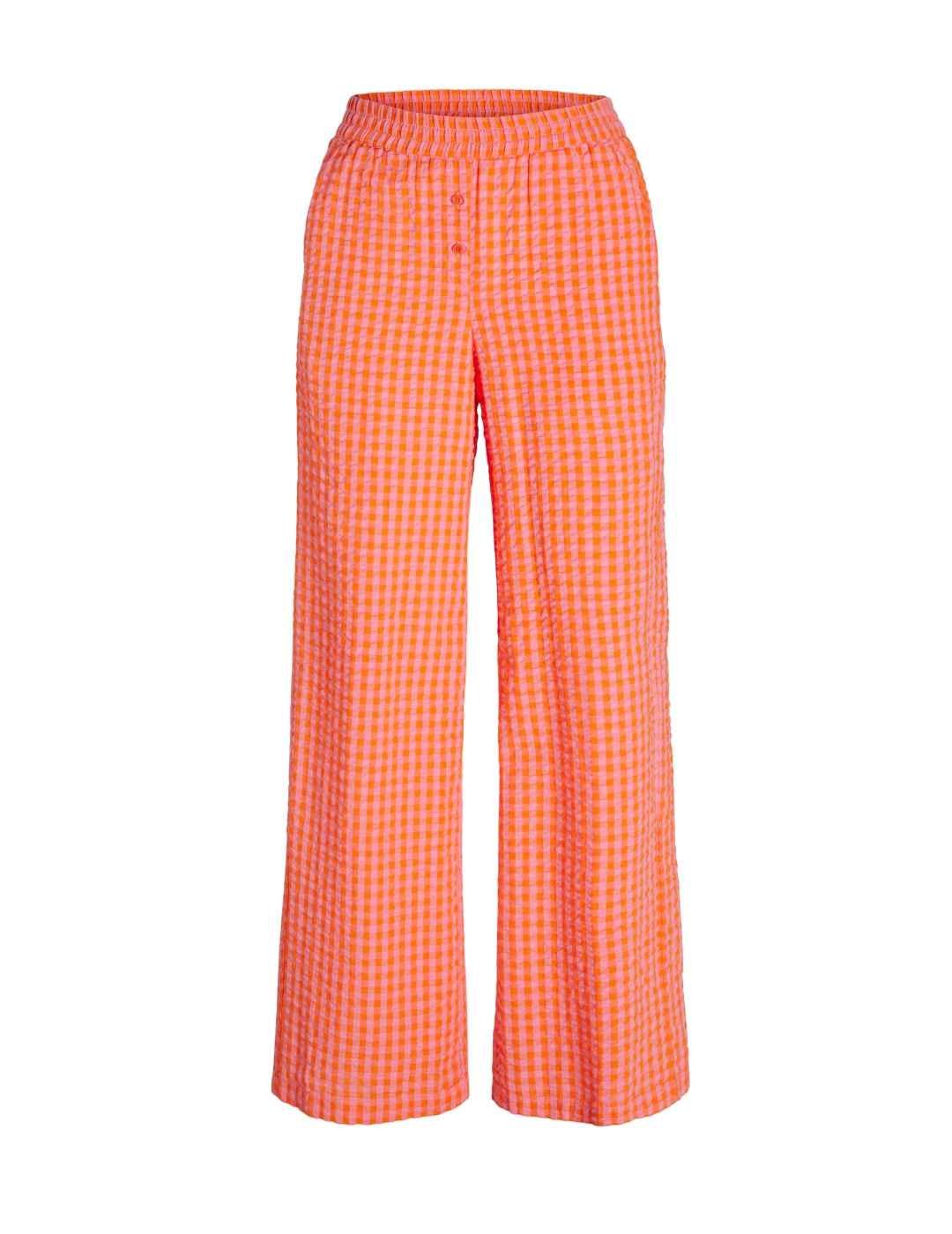 Pantalon JJXX Petra rectos anaranjados vichy para mujer