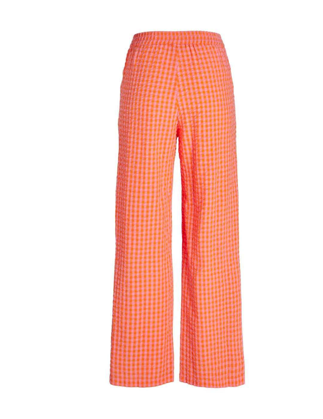 Pantalon JJXX Petra rectos anaranjados vichy para mujer