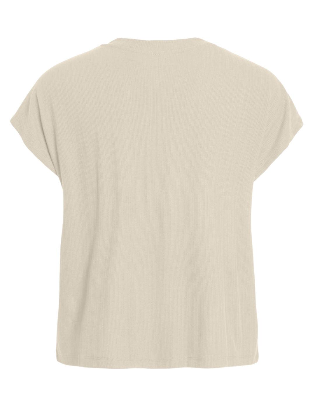 Camiseta Vila Dimita cuello V cruda plisada para mujer
