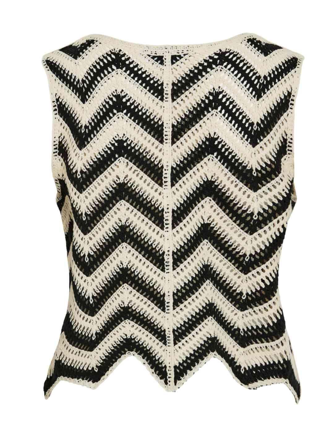 Chaleco Vila Serilda de punto bicolor cuello V para mujer