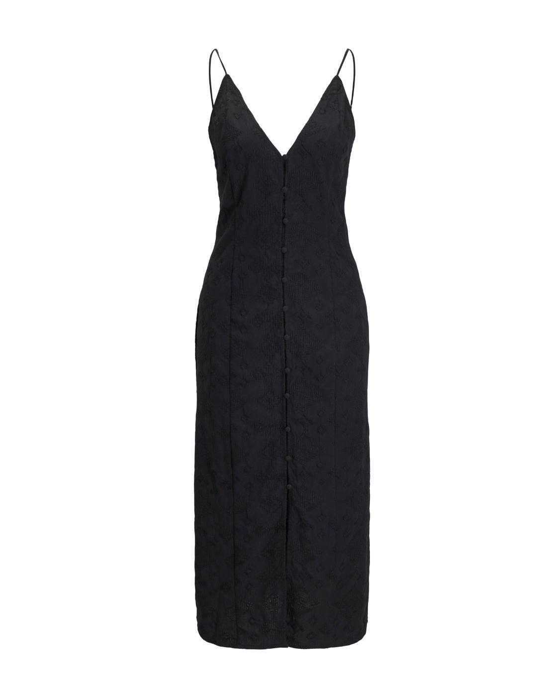 Vestido JJXX Mika midi negro bordado botones para mujer