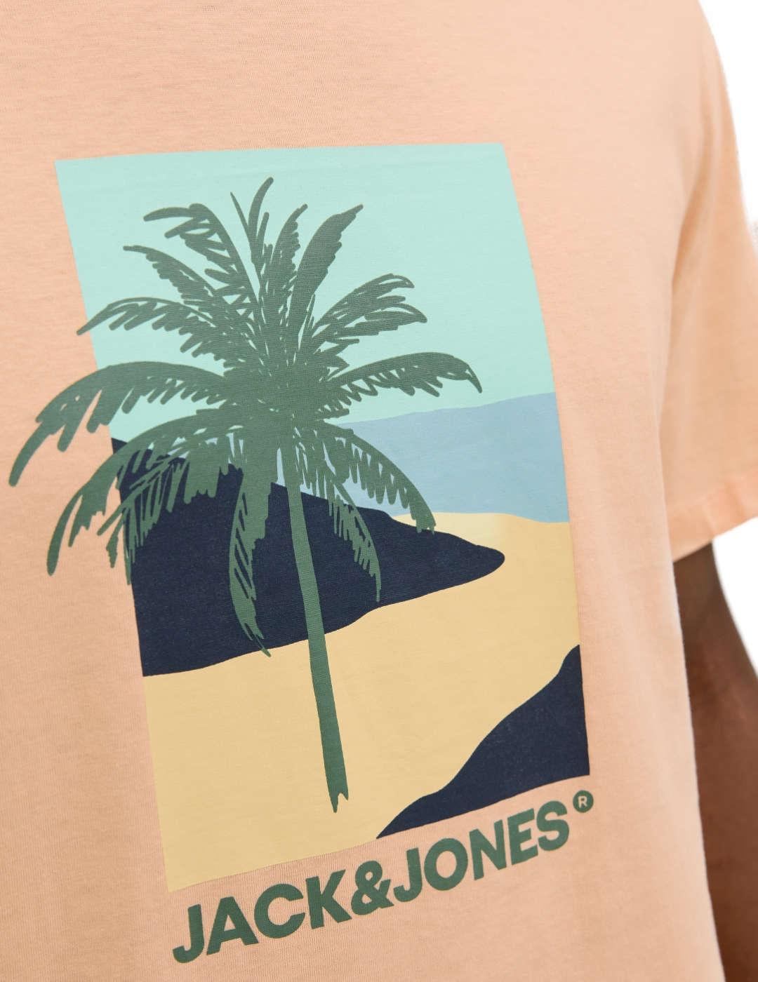 Camiseta Jack&Jones Barbados naranja manga corta para hombre