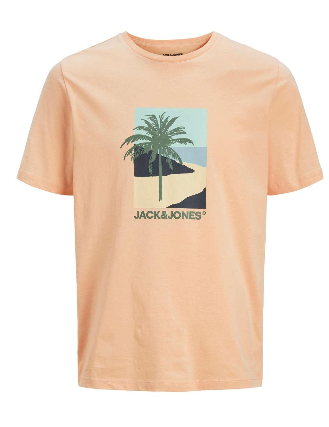 Camiseta Jack&Jones Barbados naranja manga corta para hombre