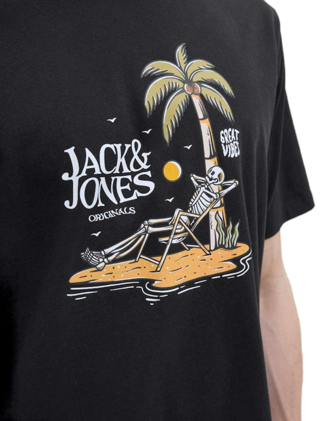 Camiseta Jack&Jones Skull negra manga corta para hombre