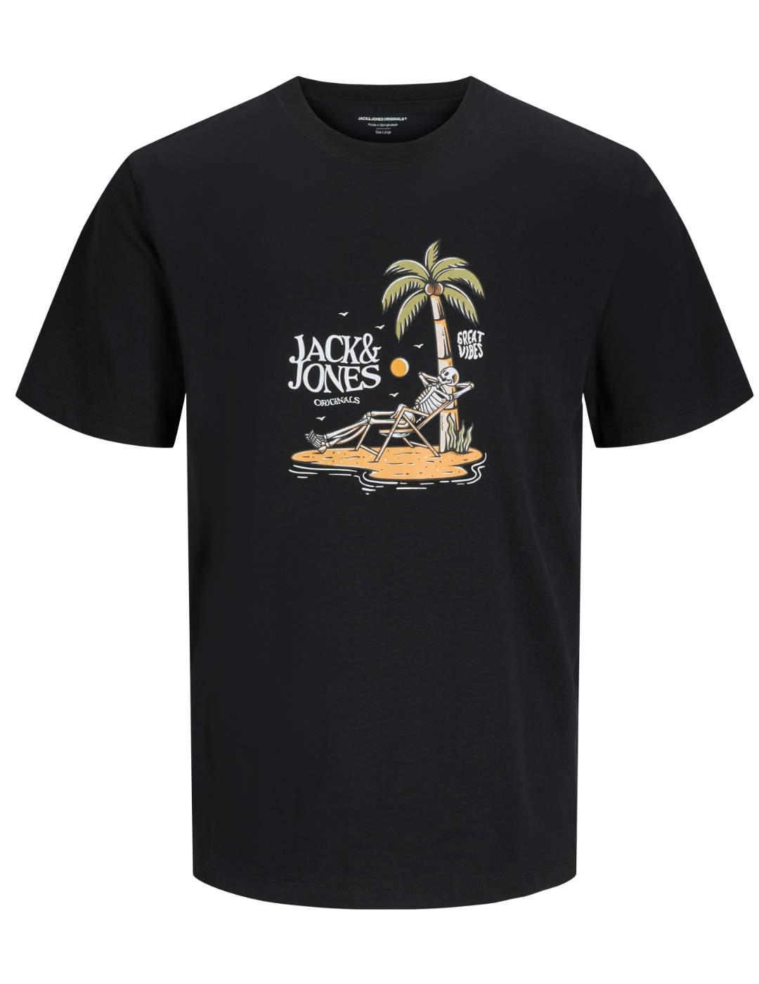 Camiseta Jack&Jones Skull negra manga corta para hombre