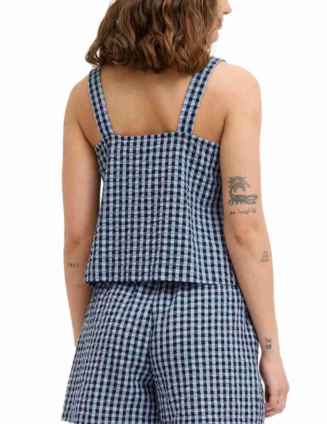 Top JJXX Petra azul claro vichy tirantes para mujer