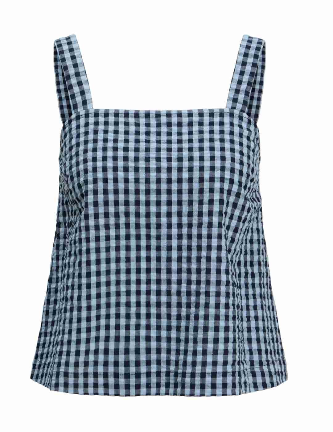 Top JJXX Petra azul claro vichy tirantes para mujer