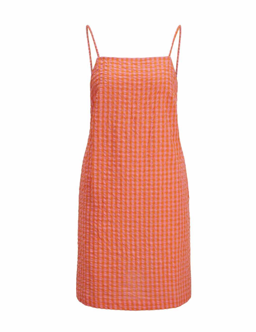 Vestido JJXX petra mini anaranjado vichy tirantes para mujer